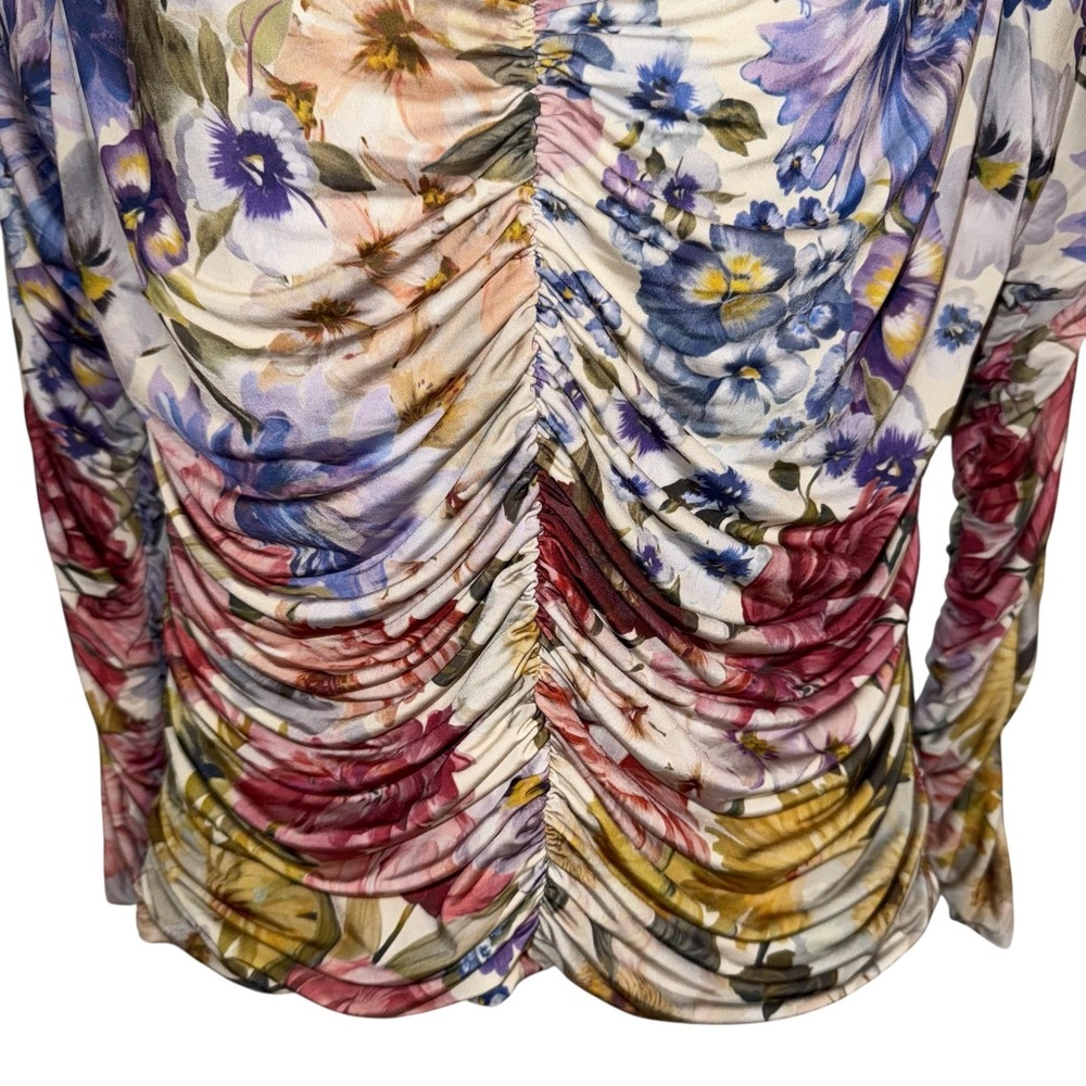 EXPRESS Floral L/S On/Off Shoulder‎ Ruched Body Contour Top NWT $64 Large - Picture 5 of 8
